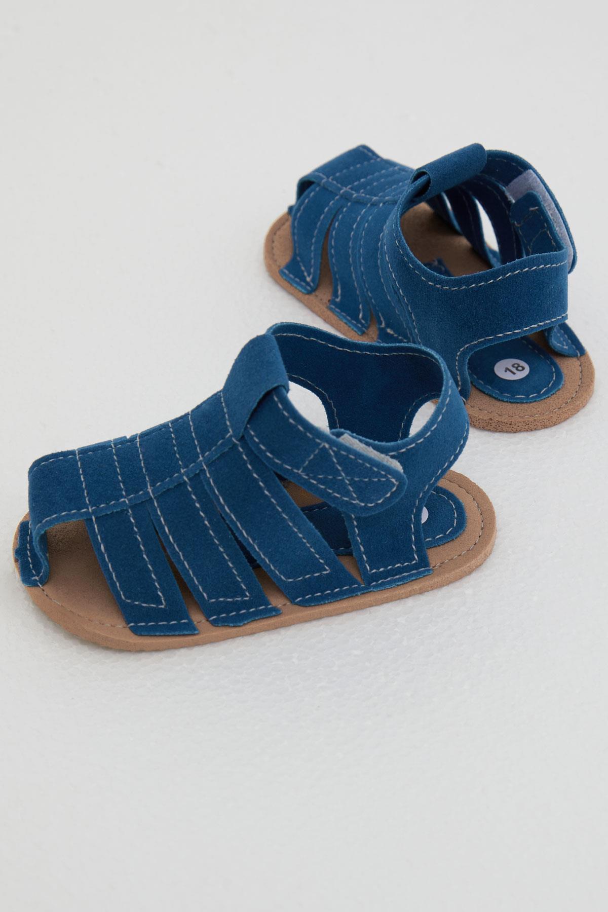 Bebecino Erkek Bebek Nubuk Sandalet Cırtlı Saks Mavisi (18 Numara-19 Numara)