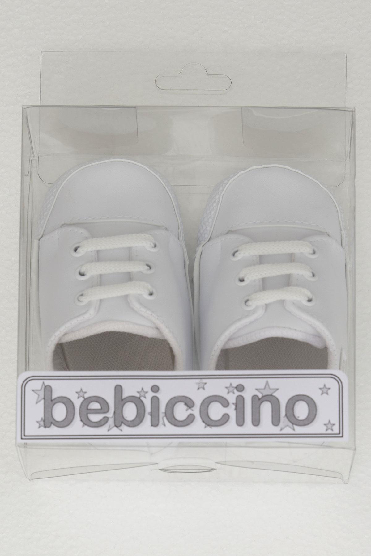 Bebecino Kız Bebek Patik Ayakkabı Deri Armalı Beyaz (18 Numara-19 Numara)