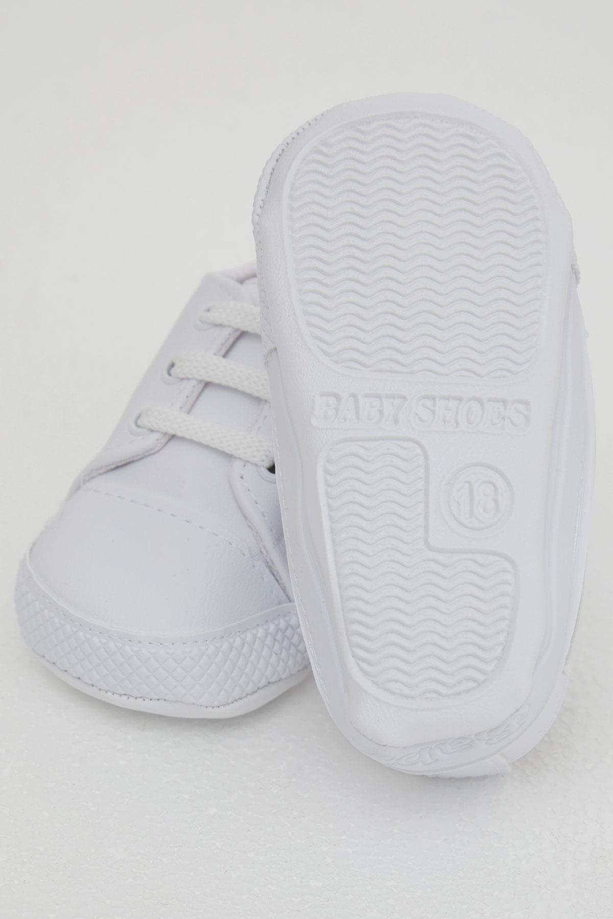 Bebecino Kız Bebek Patik Ayakkabı Deri Armalı Beyaz (18 Numara-19 Numara)