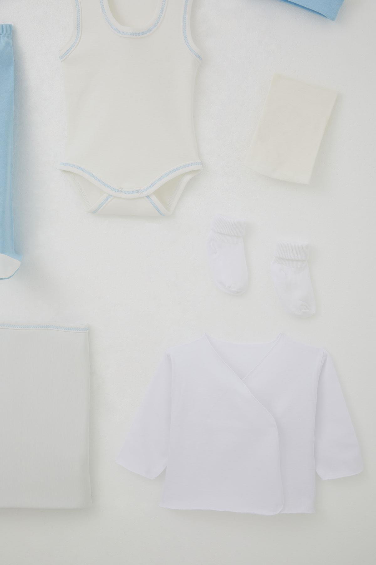 Bebeğiz Erkek Bebek Hastane Çıkışı 10 lu Sevimli Hayvancıklar Nakışlı Beyaz (0-3 Ay)