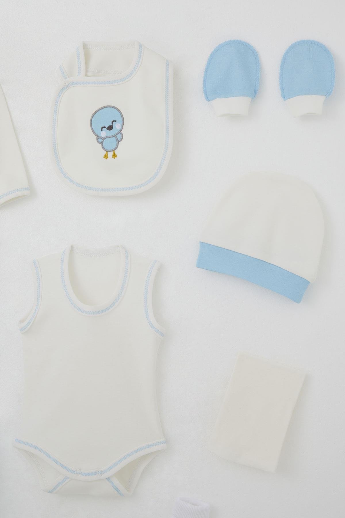 Bebeğiz Erkek Bebek Hastane Çıkışı 10 lu Sevimli Hayvancıklar Nakışlı Beyaz (0-3 Ay)