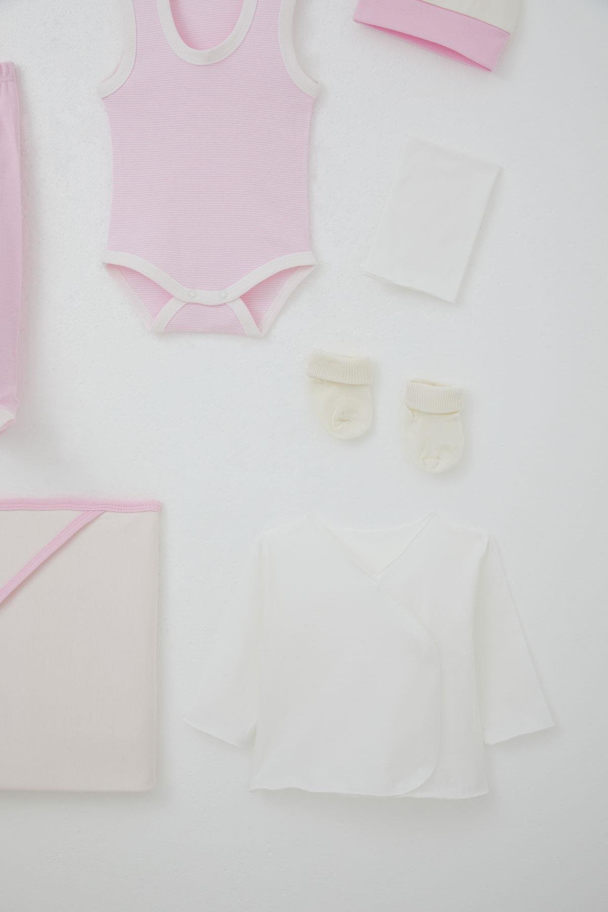 Bebeğiz Kız Bebek Hastane Çıkışı 10 lu Sevimli Hayvancık Nakışlı Fiyonklu Ekru (0-3 Ay)