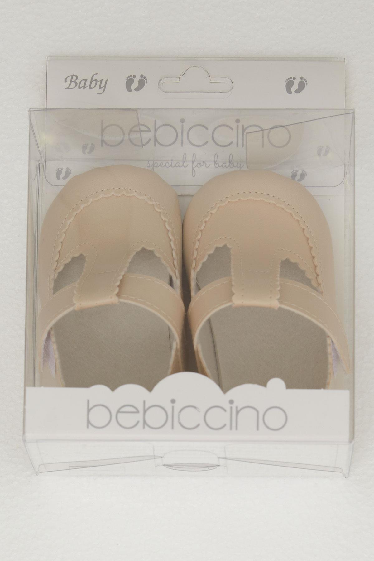 Bebiccino Kız Bebek Patik Ayakkabı Cırtlı Bej (18 Numara-19 Numara)