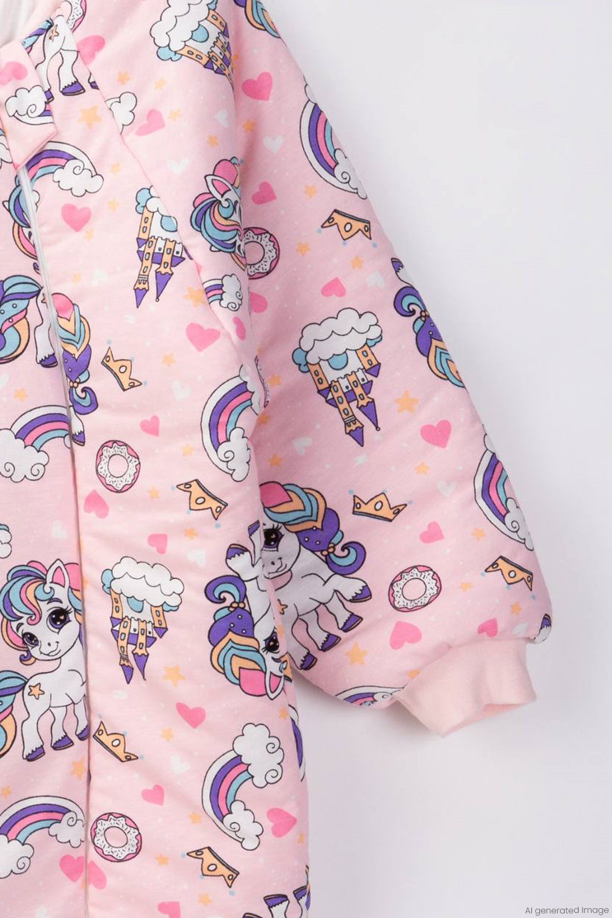 Begi Kız Çocuk Uyku Tulumu Sevimli Unicorn & Şato Desenli Pembe (2-8 Yaş)