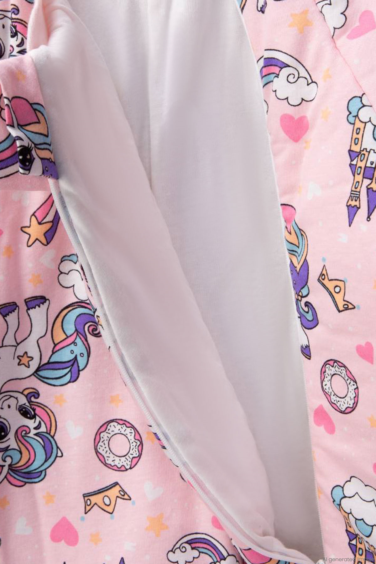 Begi Kız Çocuk Uyku Tulumu Sevimli Unicorn & Şato Desenli Pembe (2-8 Yaş)