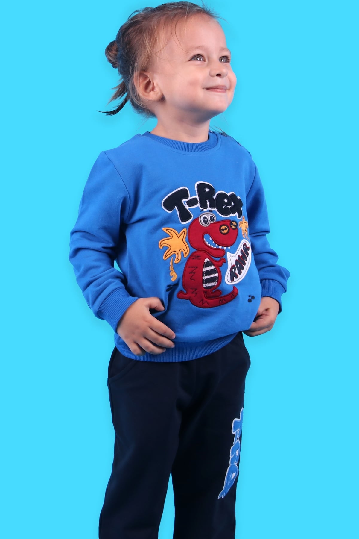Breeze  Erkek Çocuk Eşofman Takımı Dinazor Desenli Mavi (1-4 Yaş)