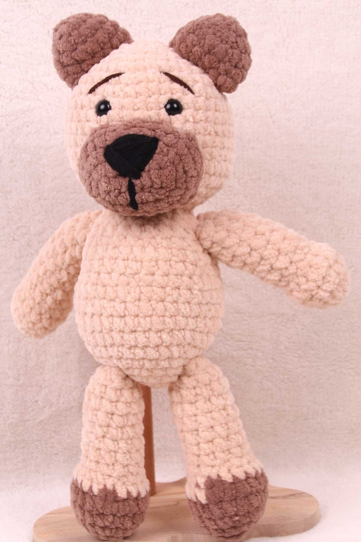 Breeze Bebek Ayıcık Amigurumi Organik Oyuncak Açık Kahverengi (Boy 35 cm)