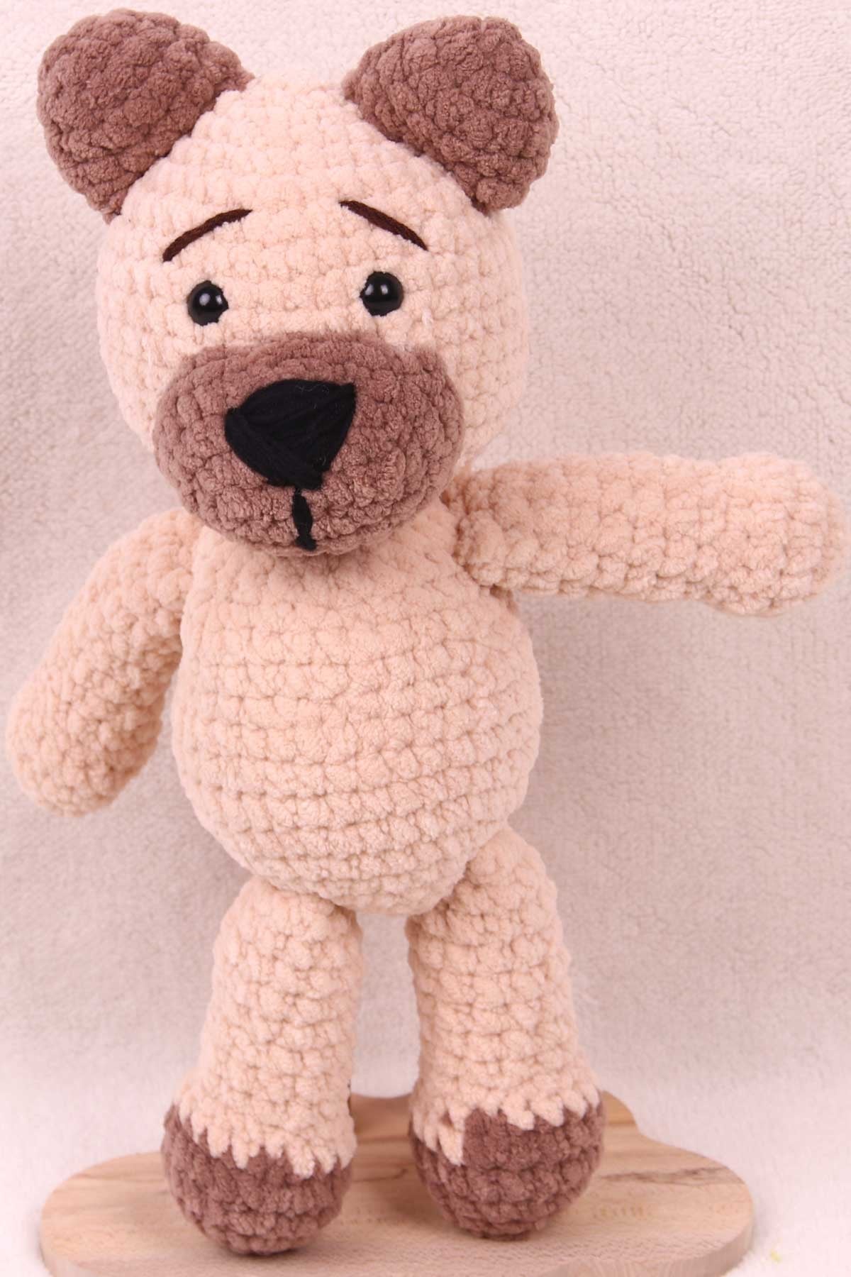Breeze Bebek Ayıcık Amigurumi Organik Oyuncak Açık Kahverengi (Boy 35 cm)