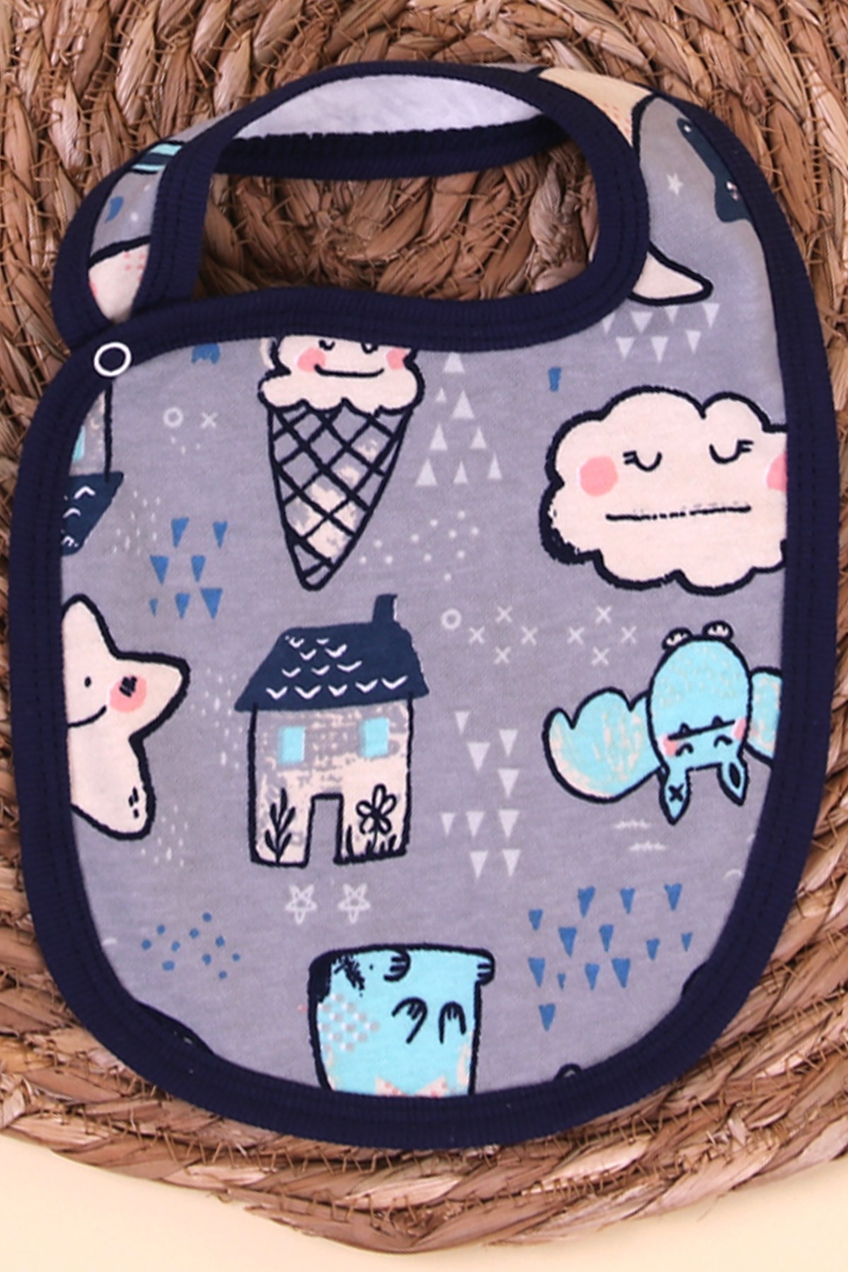 Breeze Bebek Mama Önlüğü Desenli Lacivert