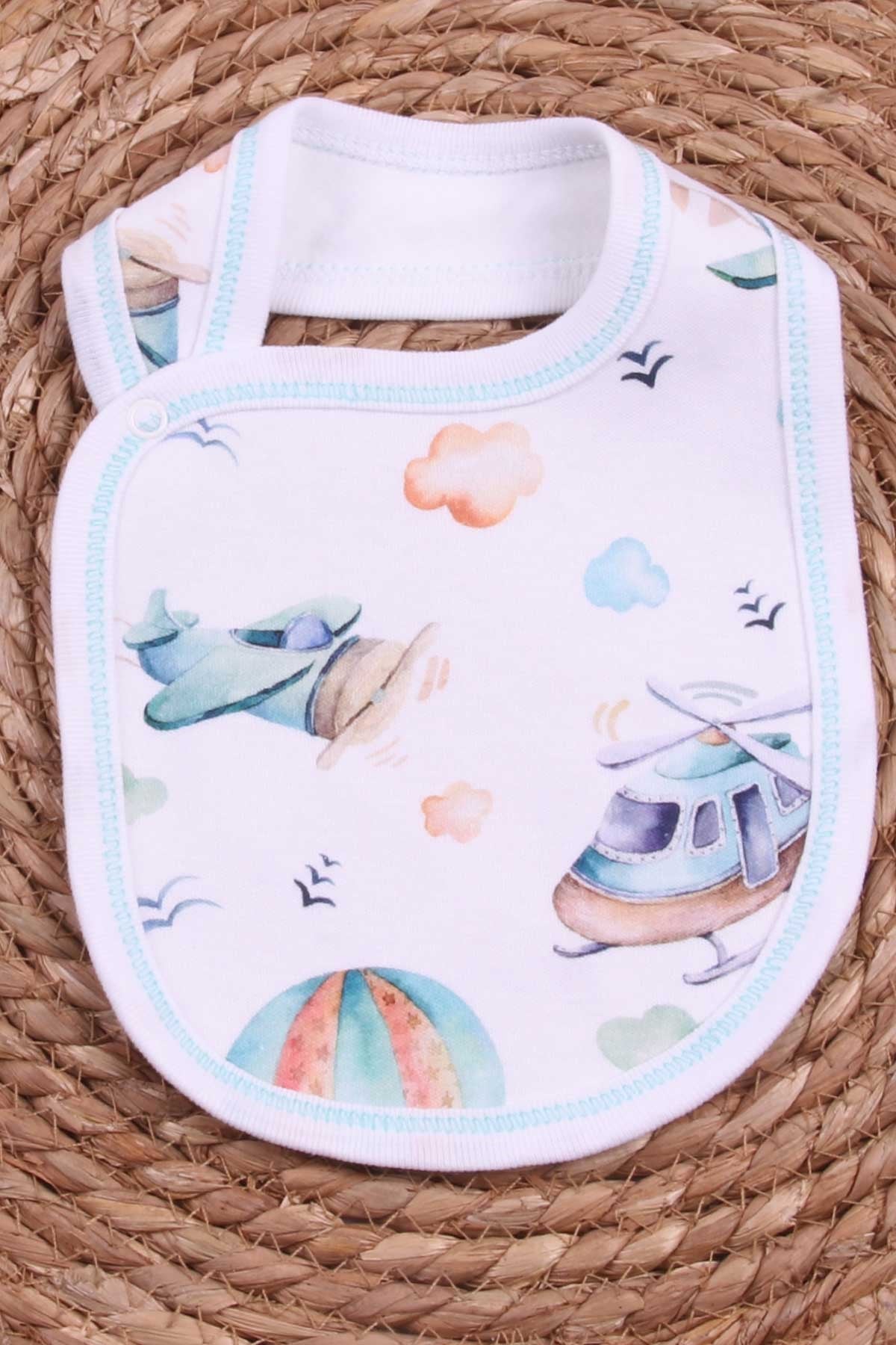 Breeze Bebek Mama Önlüğü Gökyüzü Desenli Beyaz