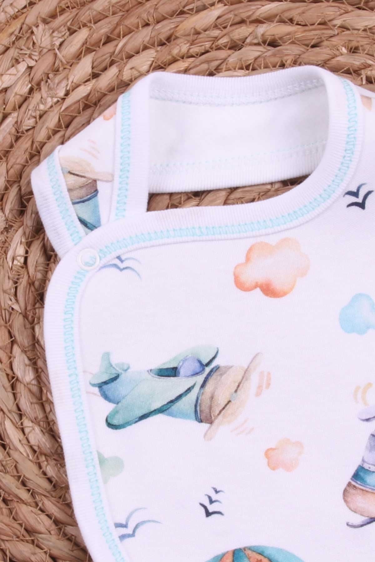 Breeze Bebek Mama Önlüğü Gökyüzü Desenli Beyaz