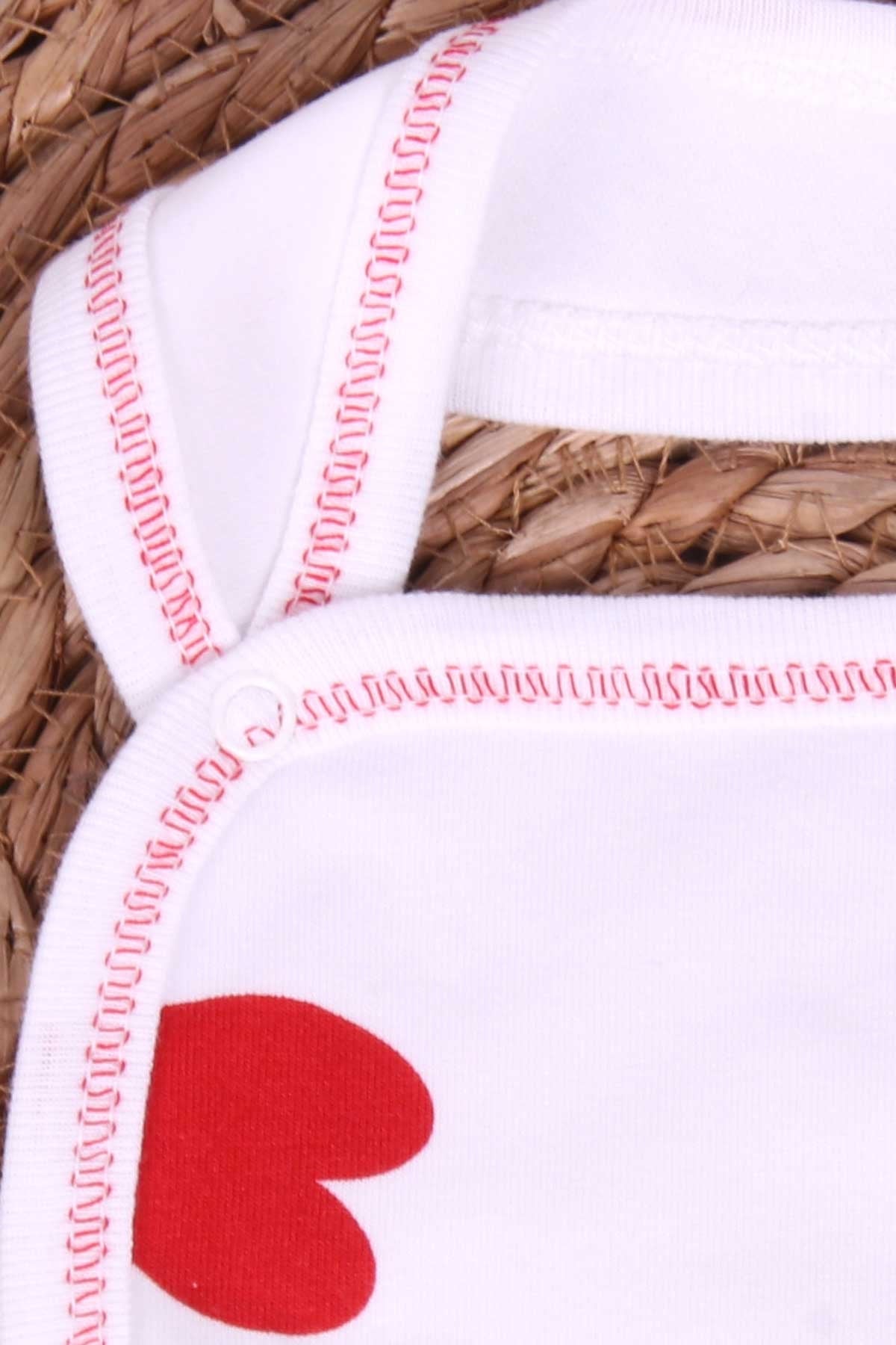 Breeze Bebek Mama Önlüğü Kalp Desenli Beyaz (Standart)