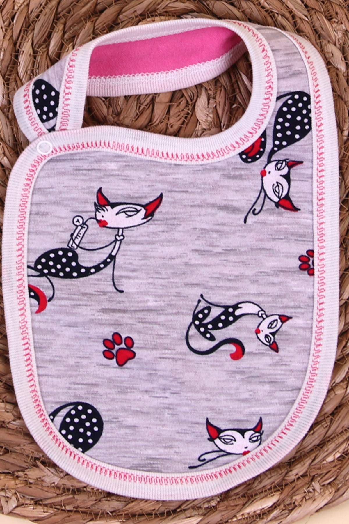 Breeze Bebek Mama Önlüğü Kedili Fuşya Fuşya
