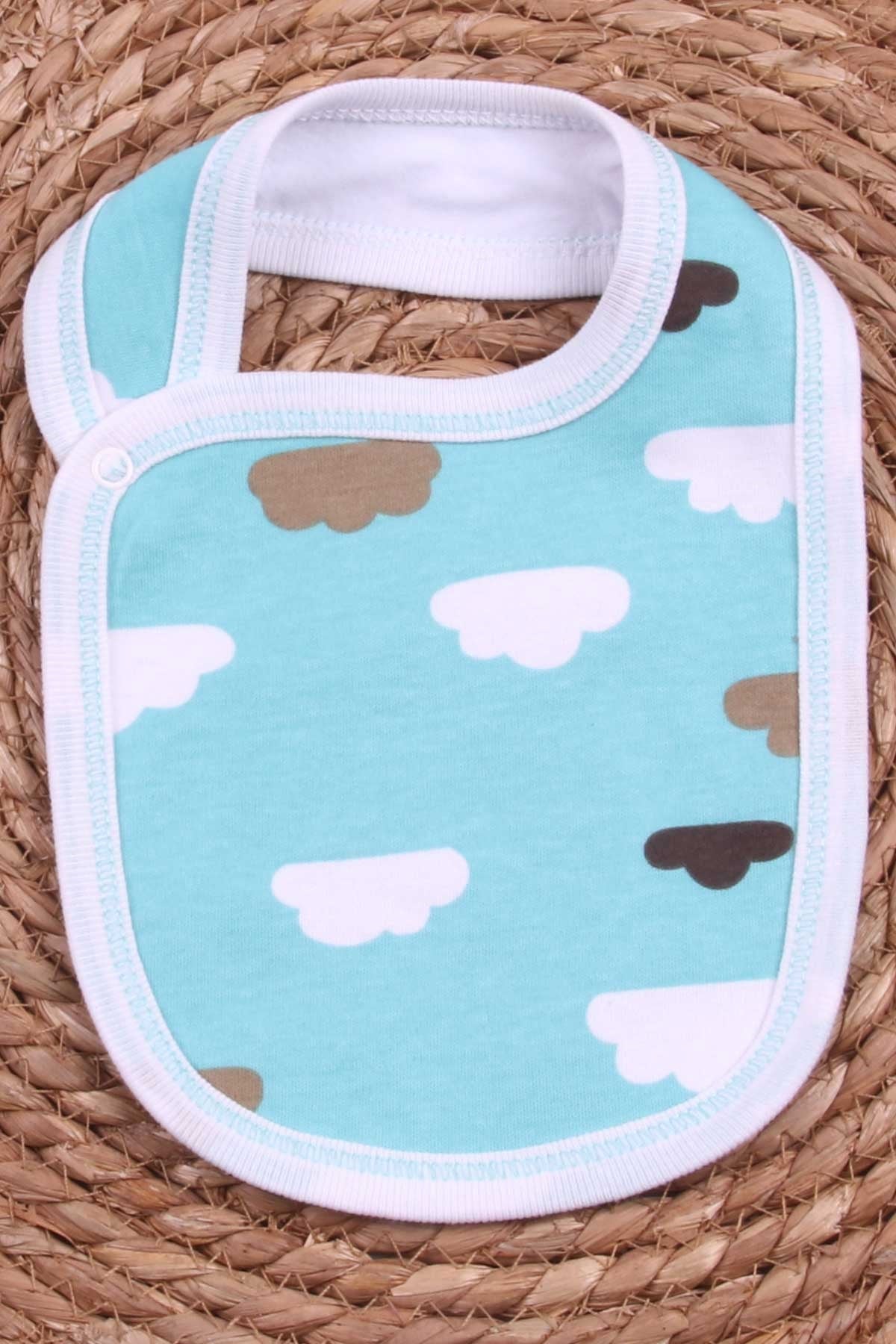 Breeze Bebek Mama Önlüğü Renkli Bulut Desenli Su Yeşili