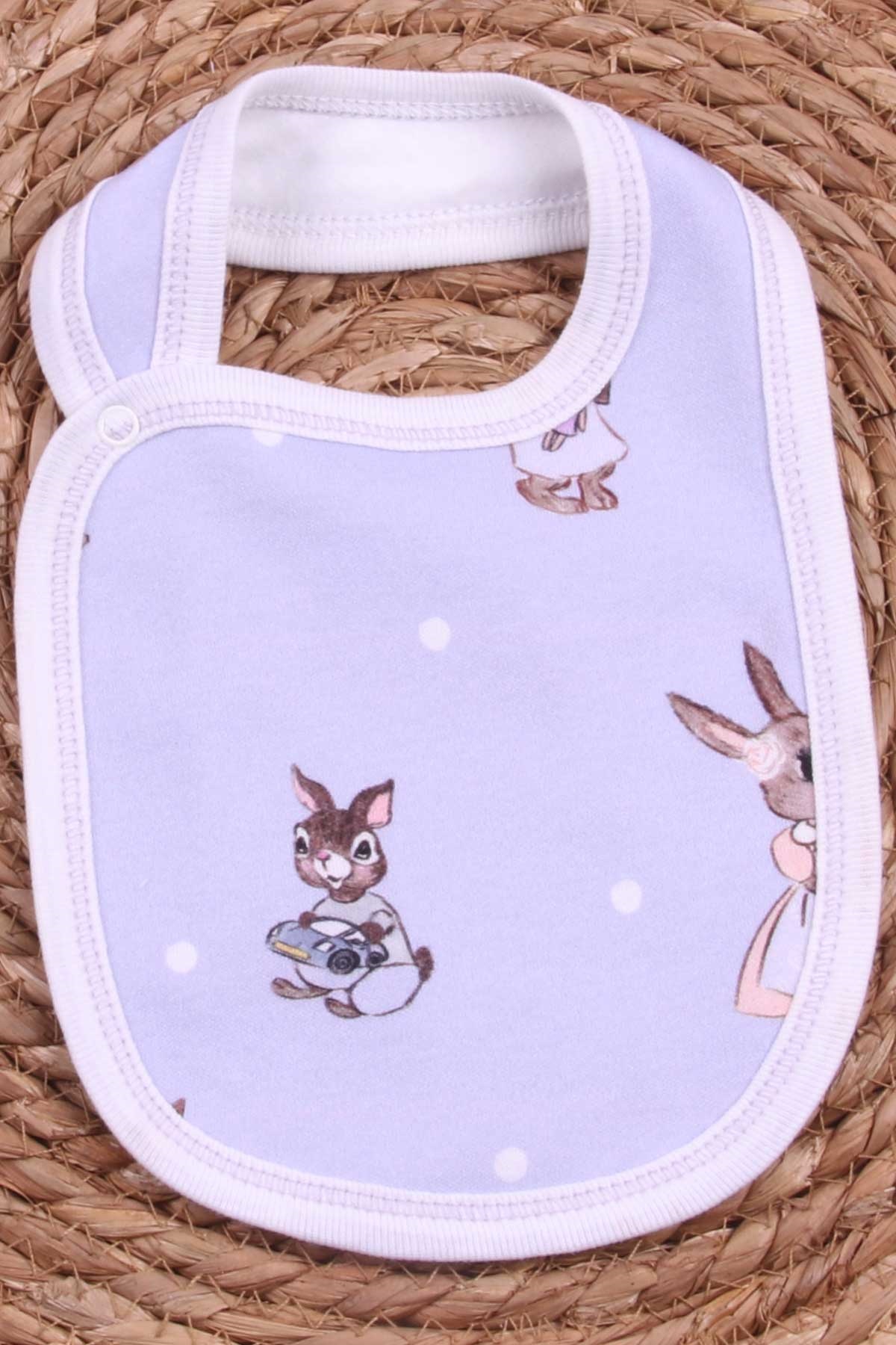 Breeze Bebek Mama Önlüğü Sevimli Tavşancık Desenli Lila (Standart)