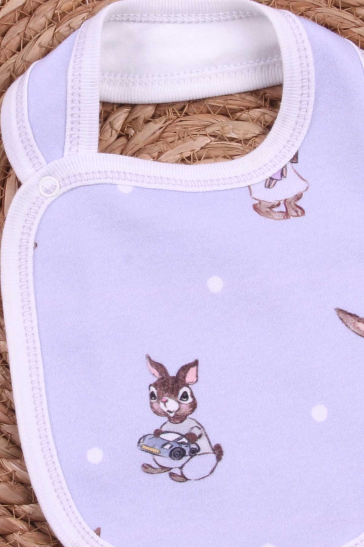 Breeze Bebek Mama Önlüğü Sevimli Tavşancık Desenli Lila (Standart)