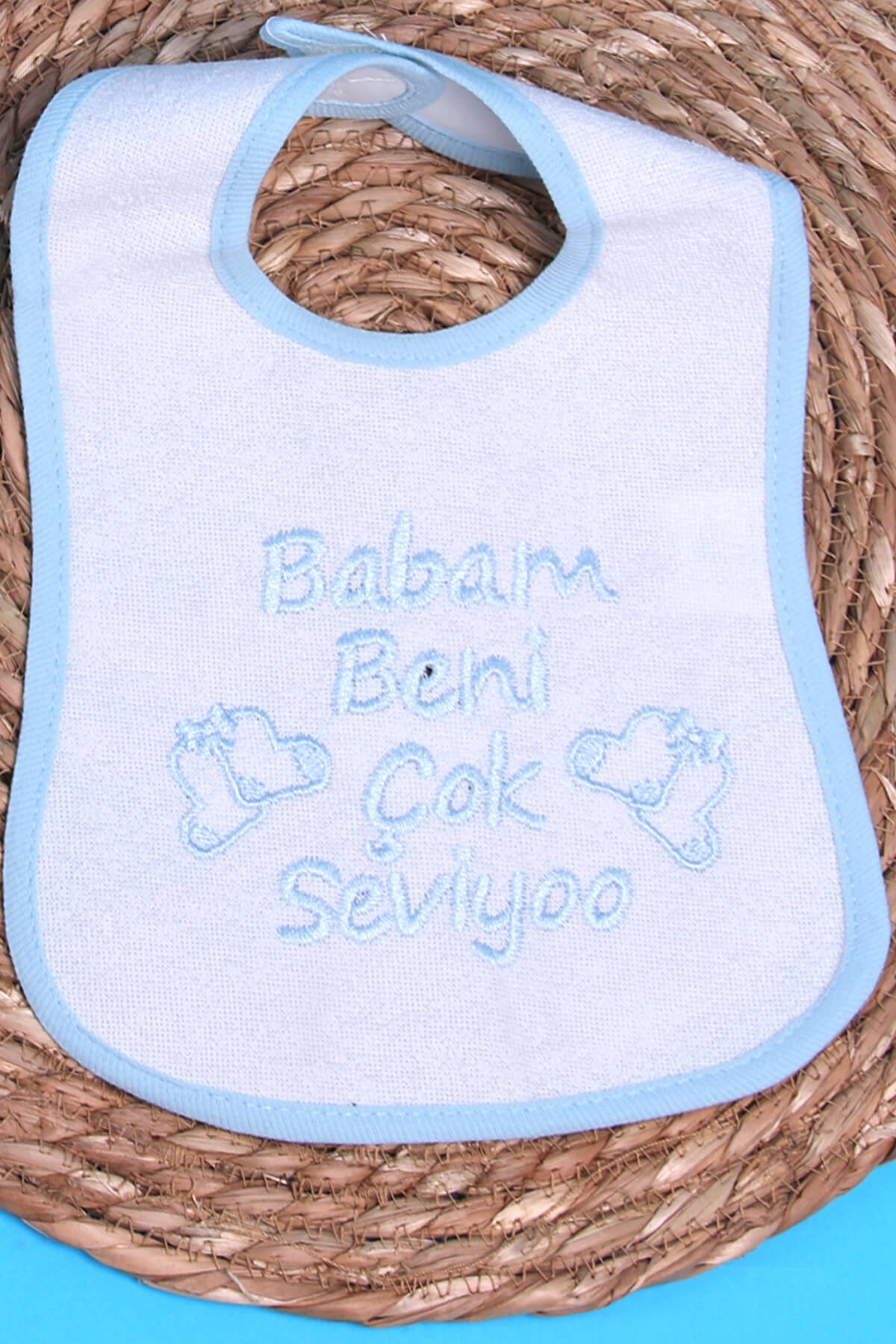 Breeze Bebek Mama Önlüğü Yazılı Mavi (Standart)