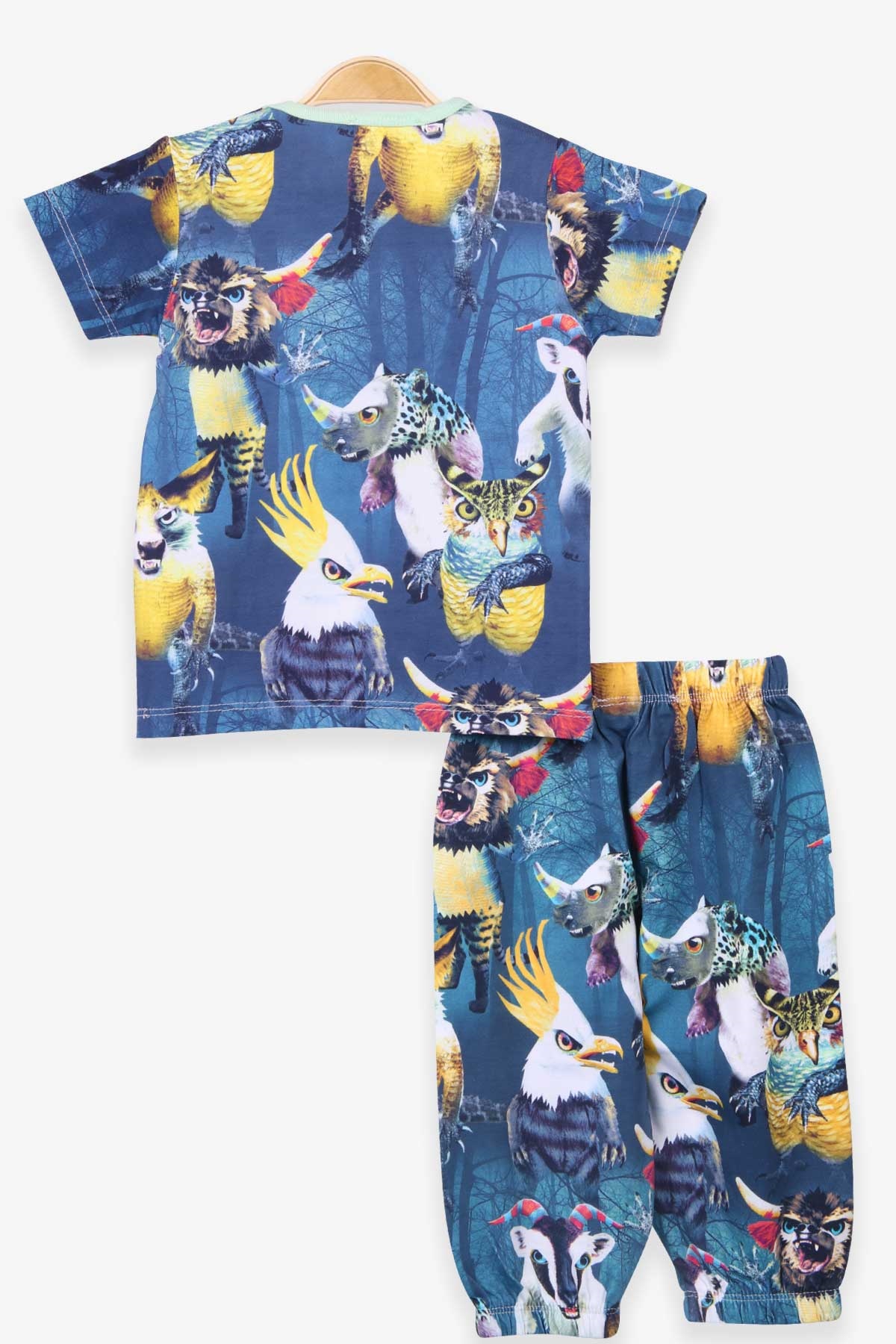 Breeze Bebek Pijama Takımı Vahşi Doğa Temalı Petrol Yeşili (9 Ay-3 Yaş)