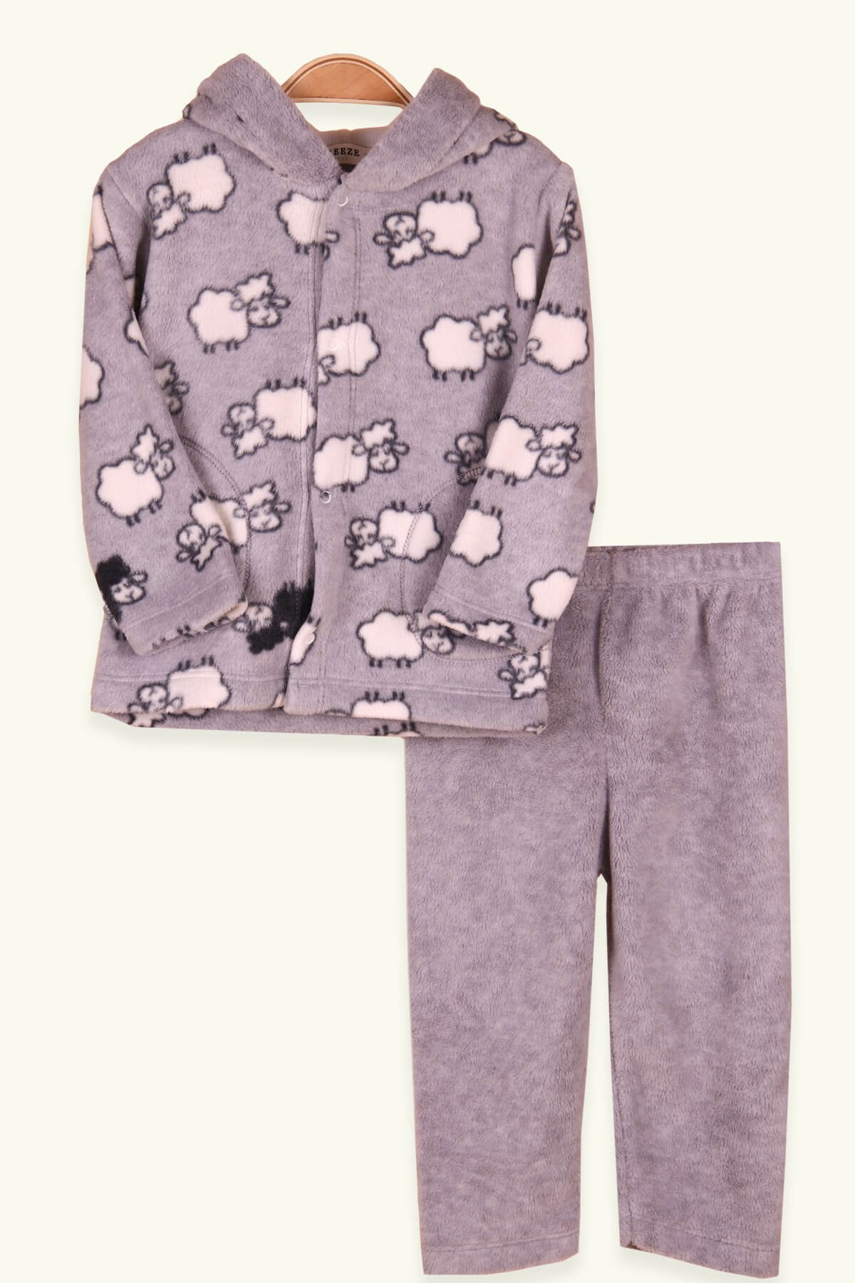 Breeze Bebek Polar Eşofman Takımı Unisex Koyunlu Gri (4 Ay-1 Yaş)
