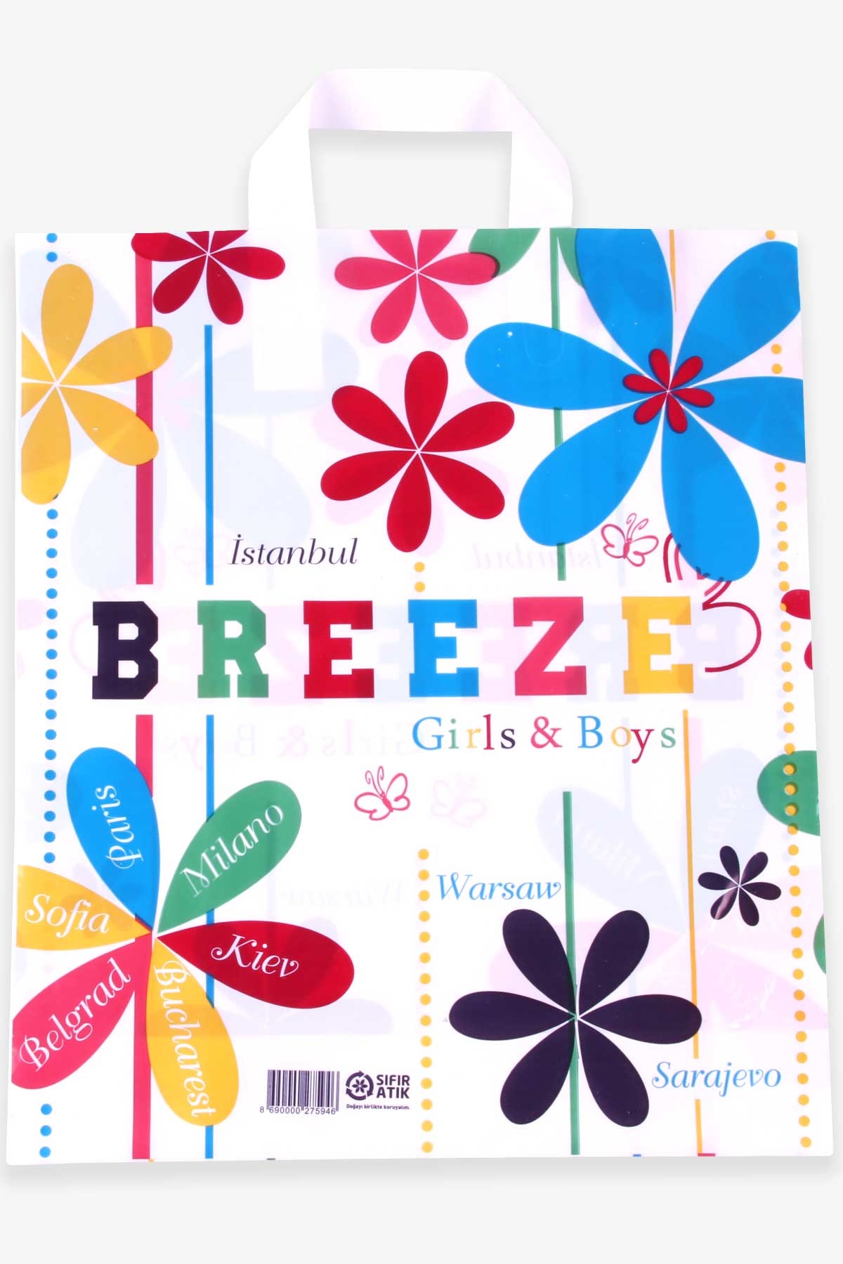 Breeze Breeze Alışveriş Poşeti Çiçek Desenli Beyaz (33 x 40 cm)