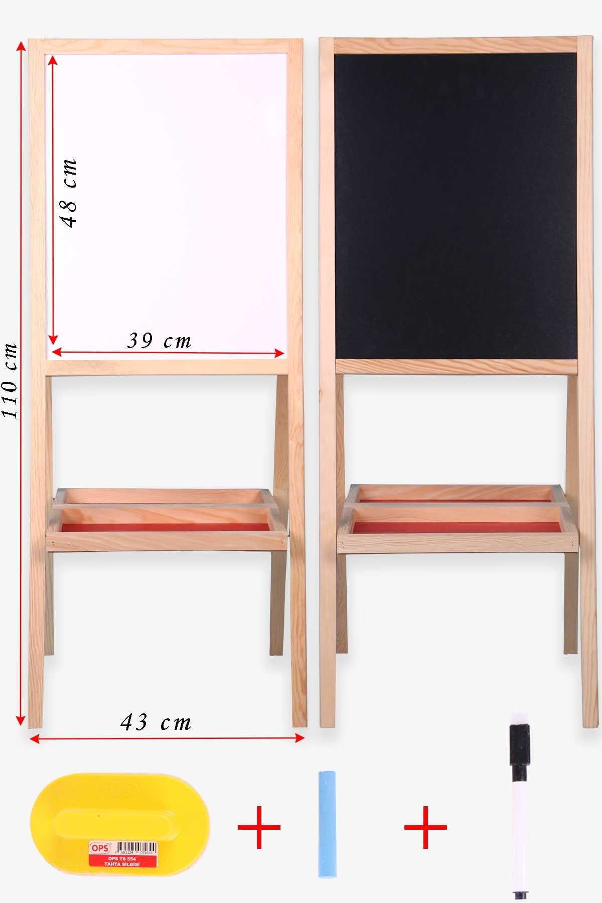 Breeze Çift Taraflı Manyetik Ahşap Çocuk Yazı Tahtası Açık Kahverengi (110 x 44 cm)