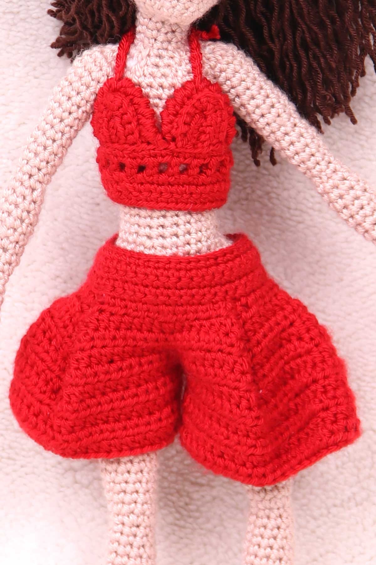 Breeze Çılgın Bebek Amigurumi Organik Oyuncak Kırmızı (Boy 27 cm)
