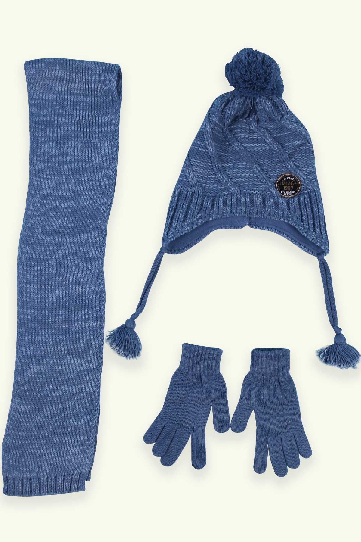 Breeze Çocuk Atkı Bere Takımı 3 lü Set Mavi (4-8 Yaş)