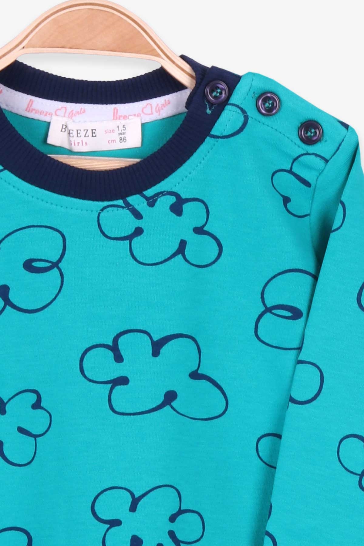Breeze Çocuk Pijama Takımı Bulut Desenli Yeşil (1.5-5 Yaş)