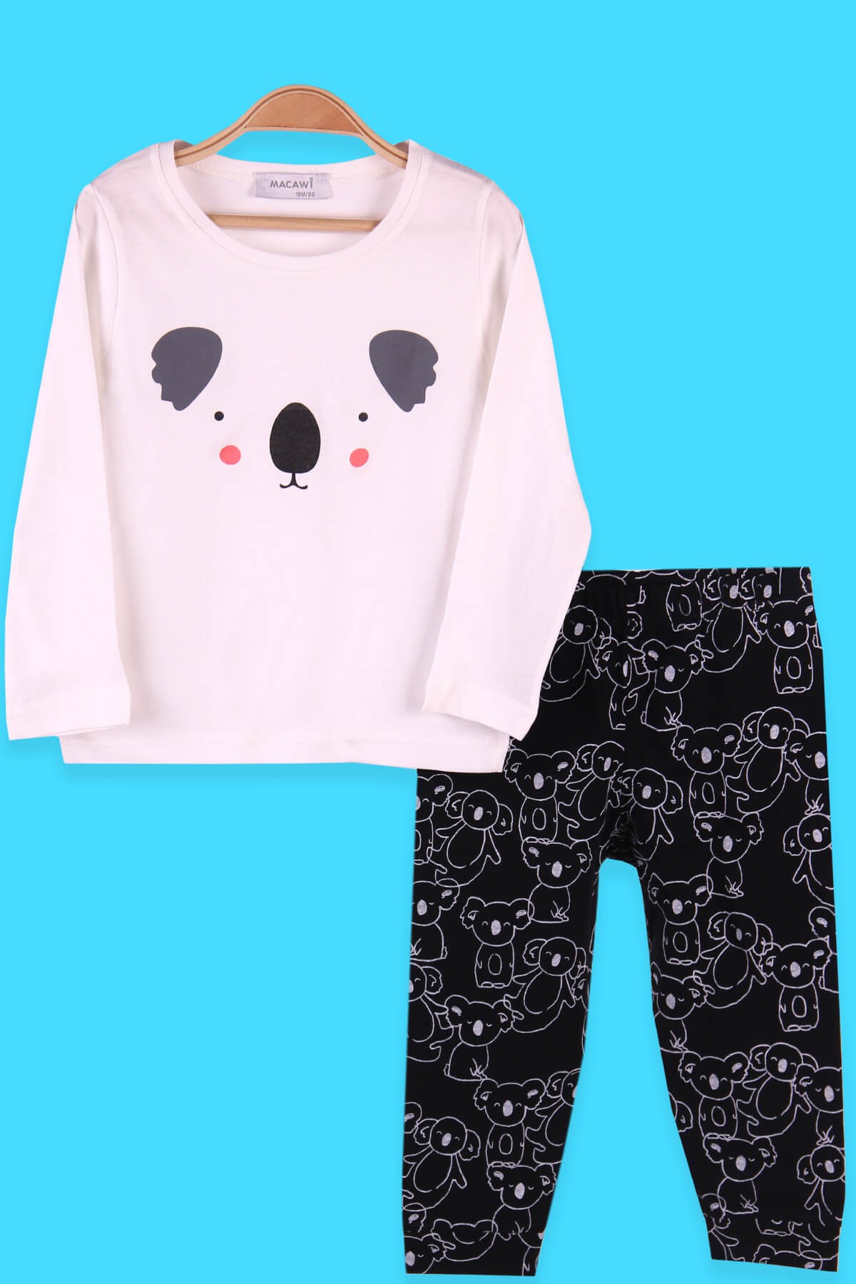 Breeze Çocuk Pijama Takımı Koala Desenli Beyaz (1.5-5 Yaş)