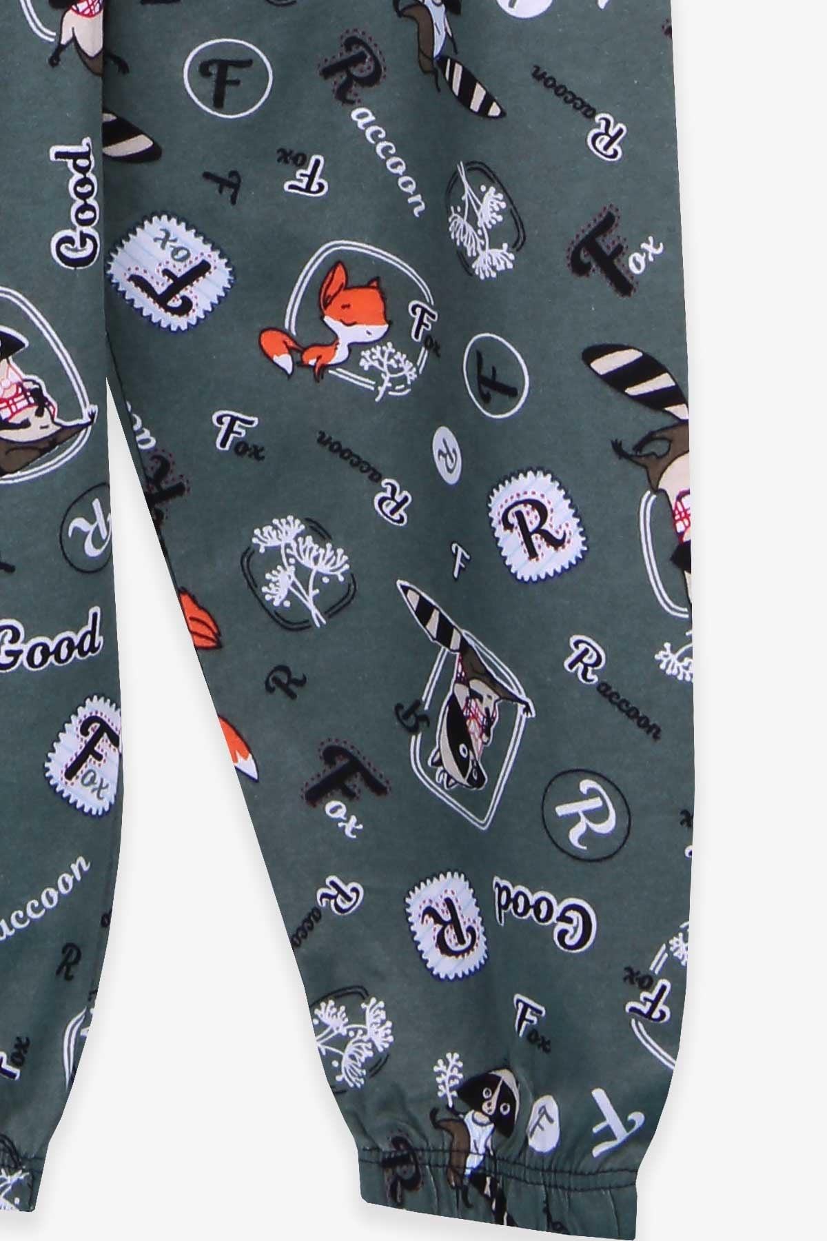 Breeze Çocuk Pijama Takımı Rakun Desenli Yeşil (4-8 Yaş)