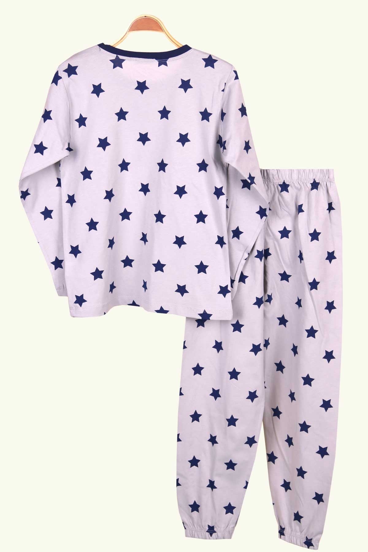 Breeze Çocuk Pijama Takımı Yıldız Desenli Gri (9-12 Yaş)