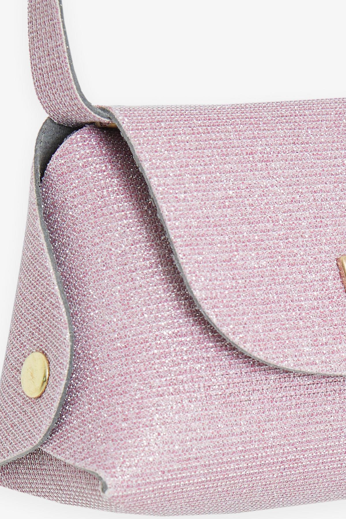 Breeze Çocuk Zincirli Simli Mini Omuz Çantası Pembe