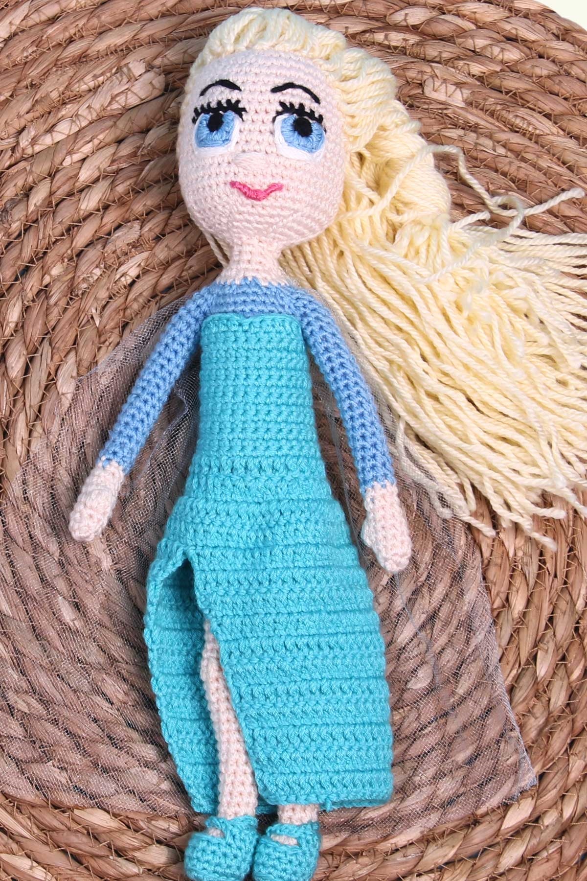 Breeze Elsa Bebek Amigurumi Organik Oyuncak Karışık Renk (Boy 30 cm)