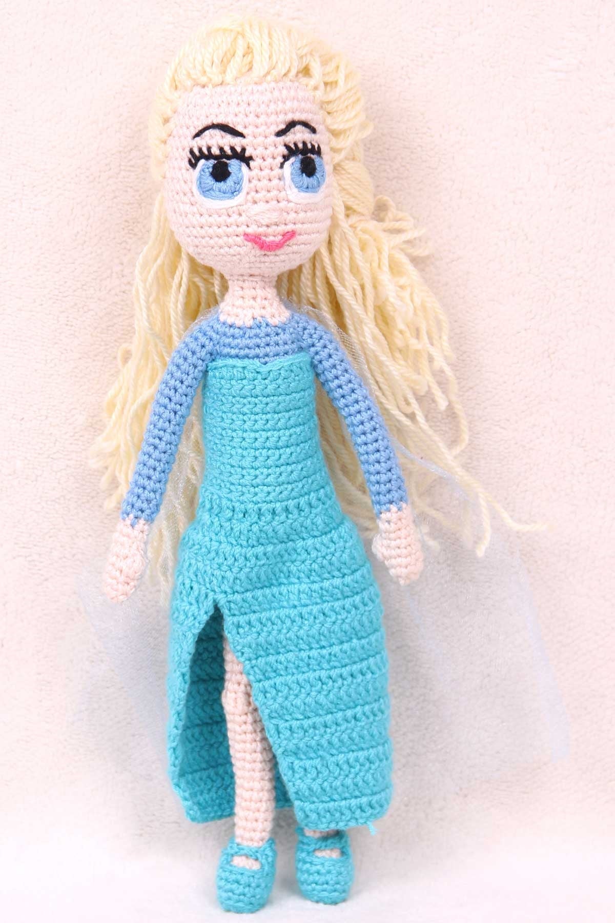 Breeze Elsa Bebek Amigurumi Organik Oyuncak Karışık Renk (Boy 30 cm)