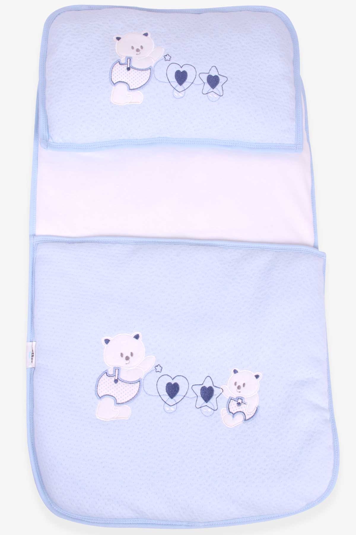 Breeze Erkek Bebek Alt Açma Minderi Ayı Nakışlı Bebe Mavisi