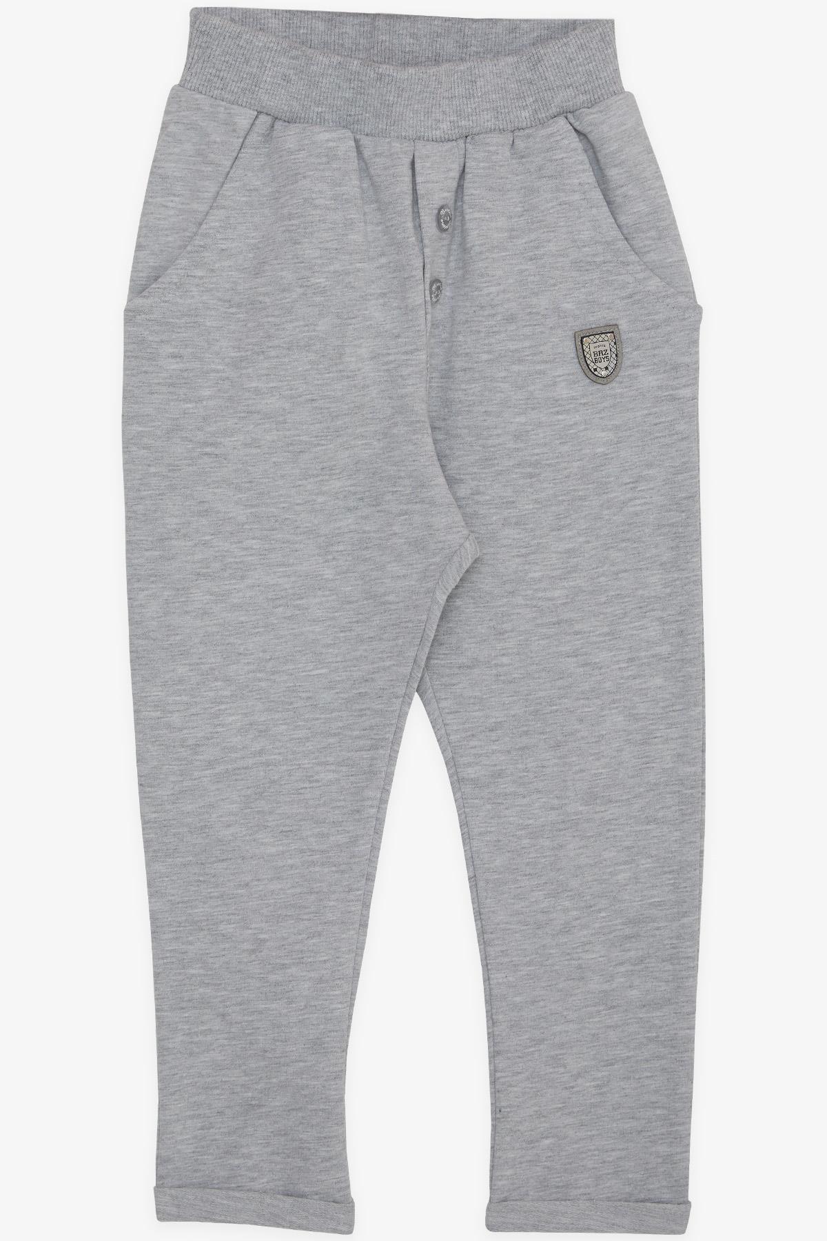 Breeze Erkek Bebek Alt Düğme Aksesuarlı Armalı Cepli Açık Gri Melanj (9 Ay-3 Yaş)