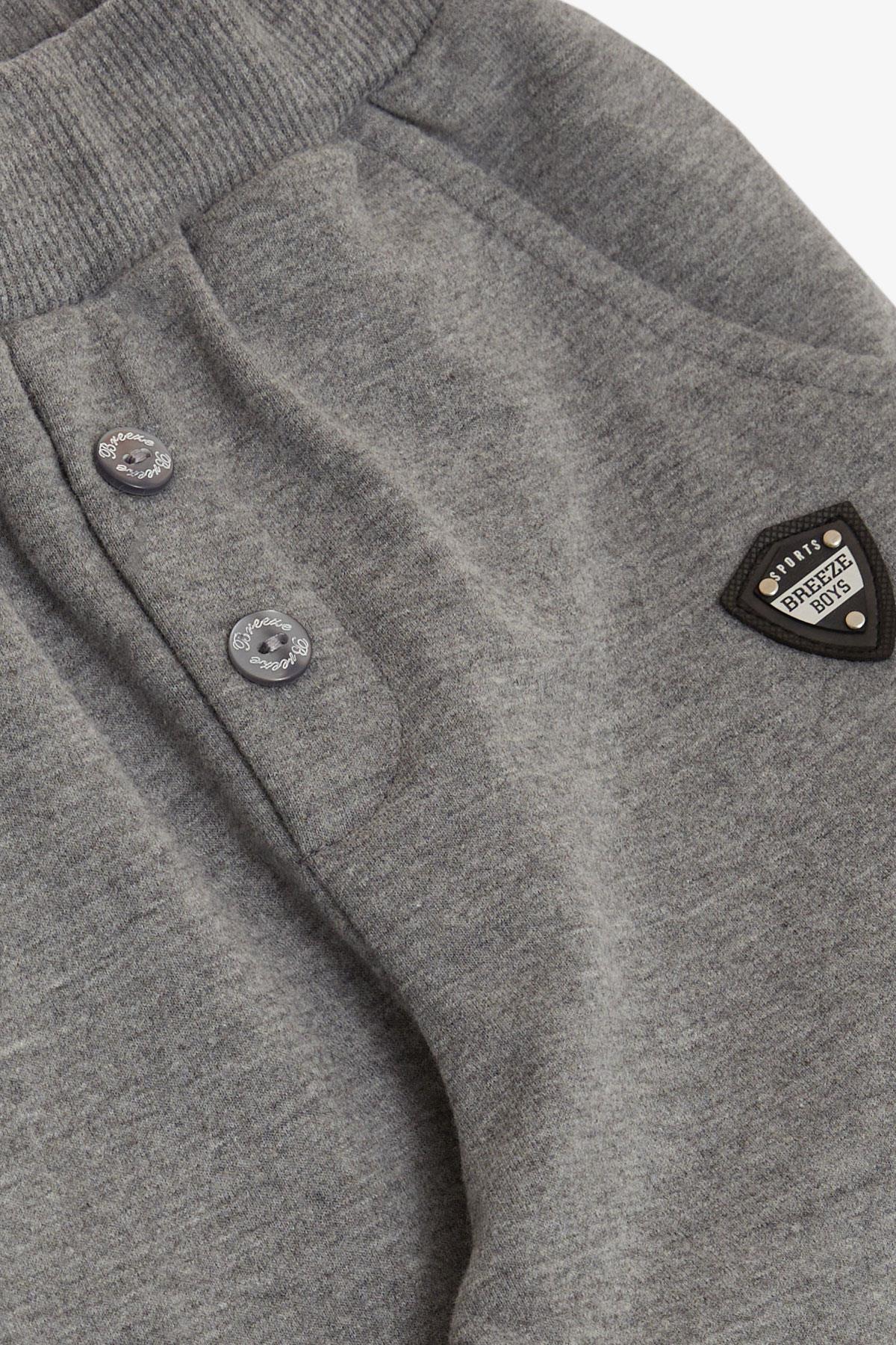 Breeze Erkek Bebek Alt Düğme Aksesuarlı Armalı Cepli Koyu Gri Melanj (9 Ay-3 Yaş)