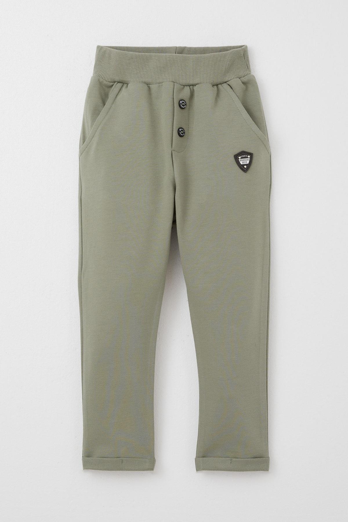 Breeze Erkek Bebek Alt Düğme Aksesuarlı Armalı Cepli Haki Yeşil (9 Ay-3 Yaş)