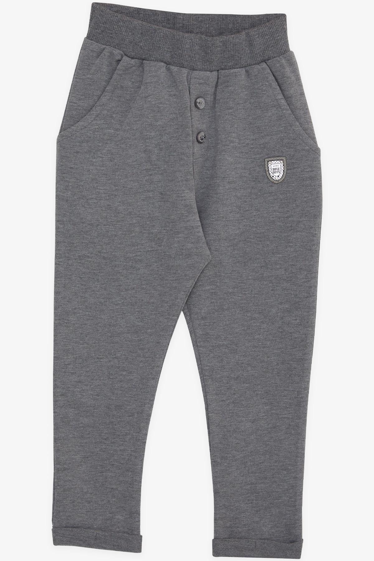Breeze Erkek Bebek Alt Düğme Aksesuarlı Armalı Cepli Koyu Gri Melanj (9 Ay-3 Yaş)