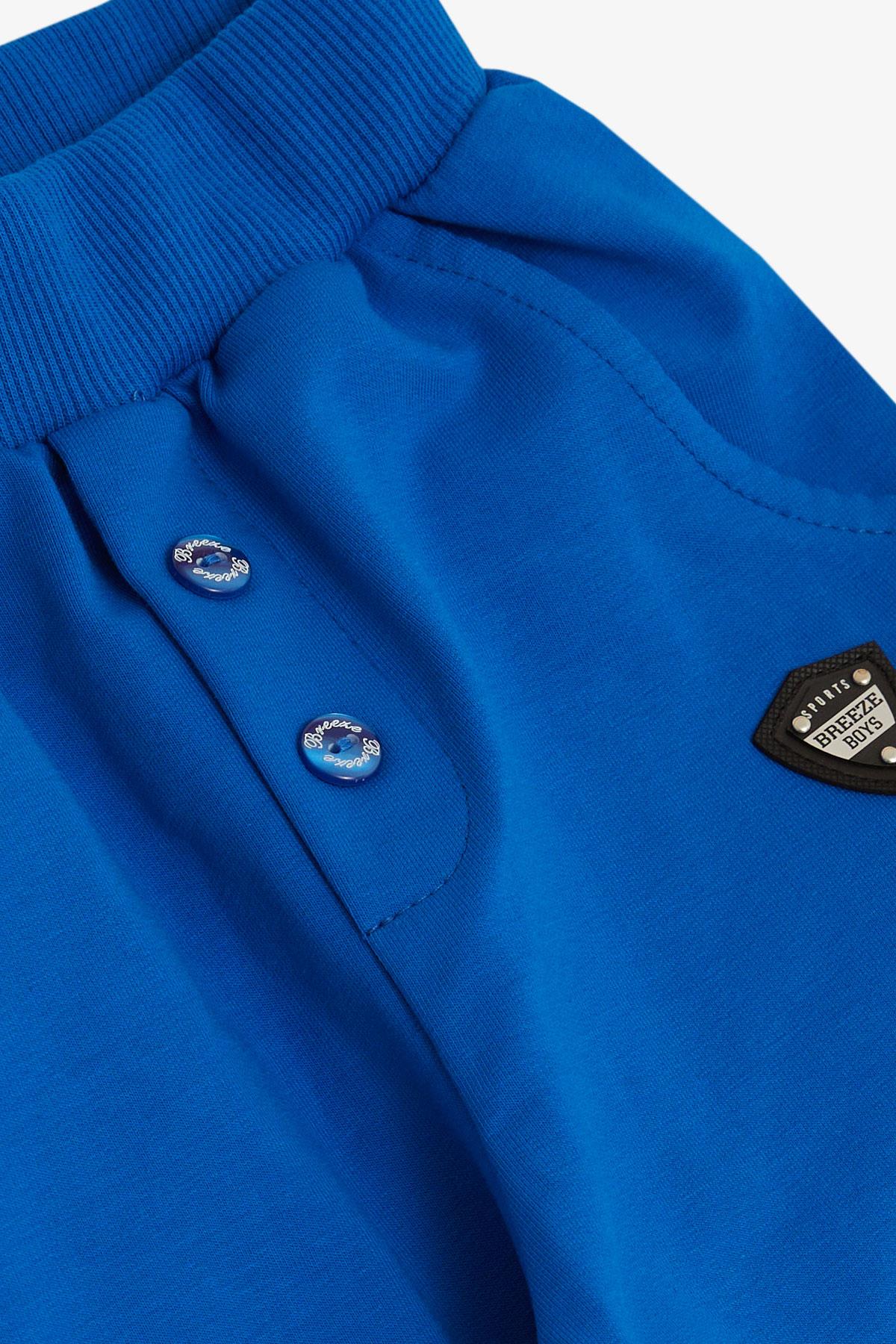 Breeze Erkek Bebek Alt Düğme Aksesuarlı Armalı Cepli Saks Mavisi (9 Ay-3 Yaş)