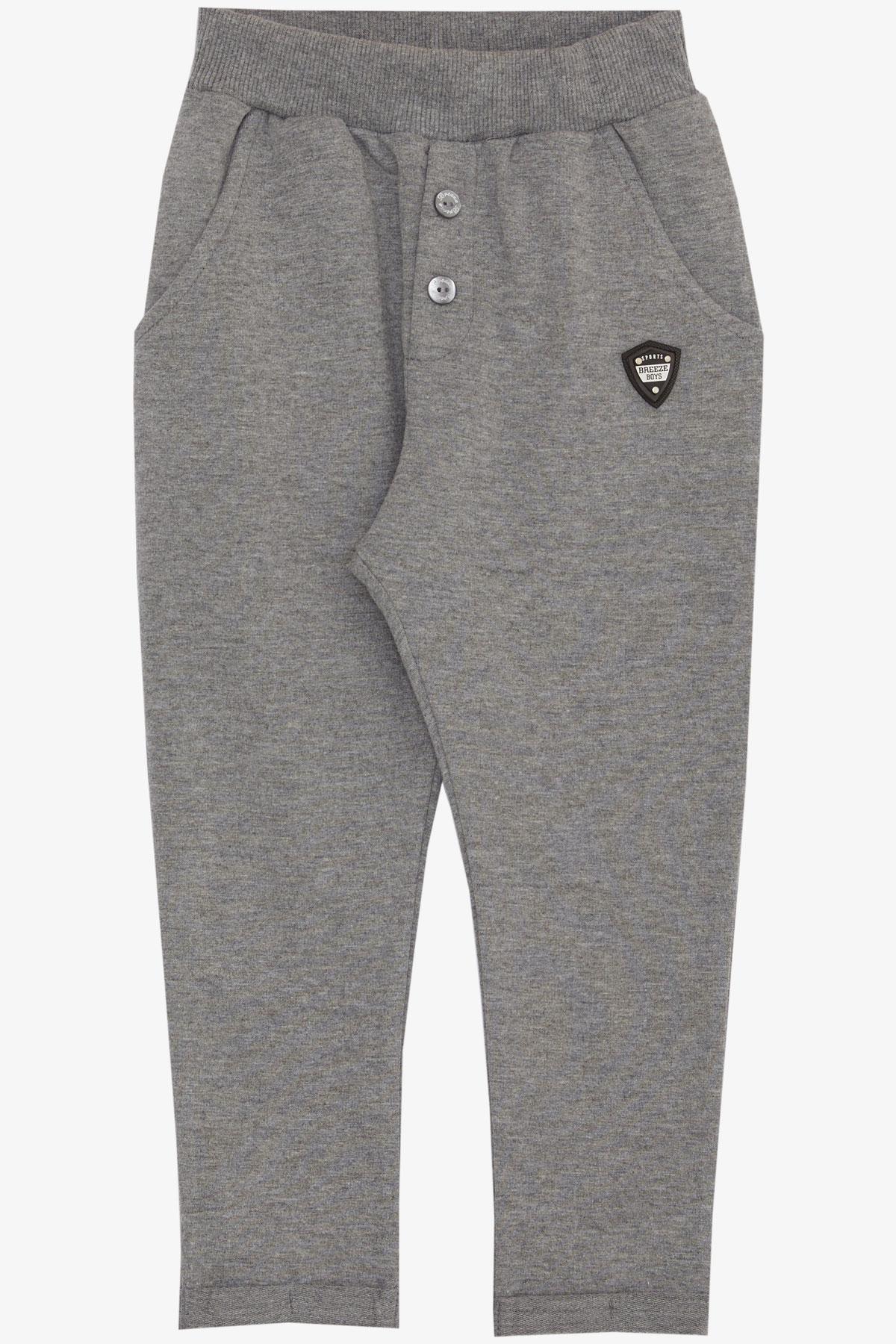 Breeze Erkek Bebek Alt Düğme Aksesuarlı Armalı Cepli Koyu Gri Melanj (9 Ay-3 Yaş)