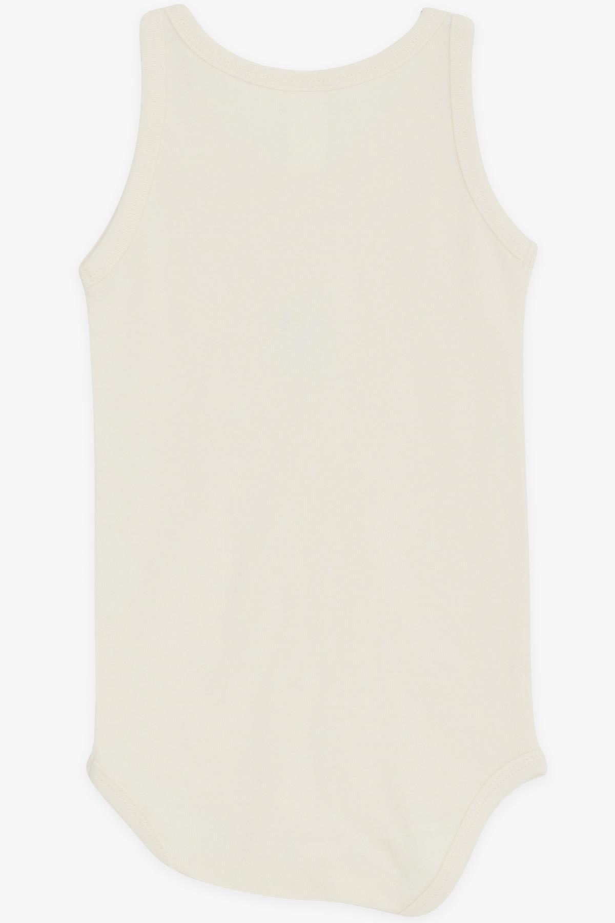 Breeze Erkek Bebek Çıtçıtlı Atlet Zıbın Body Bebek Baskılı Krem (9 Ay-3 Yaş)