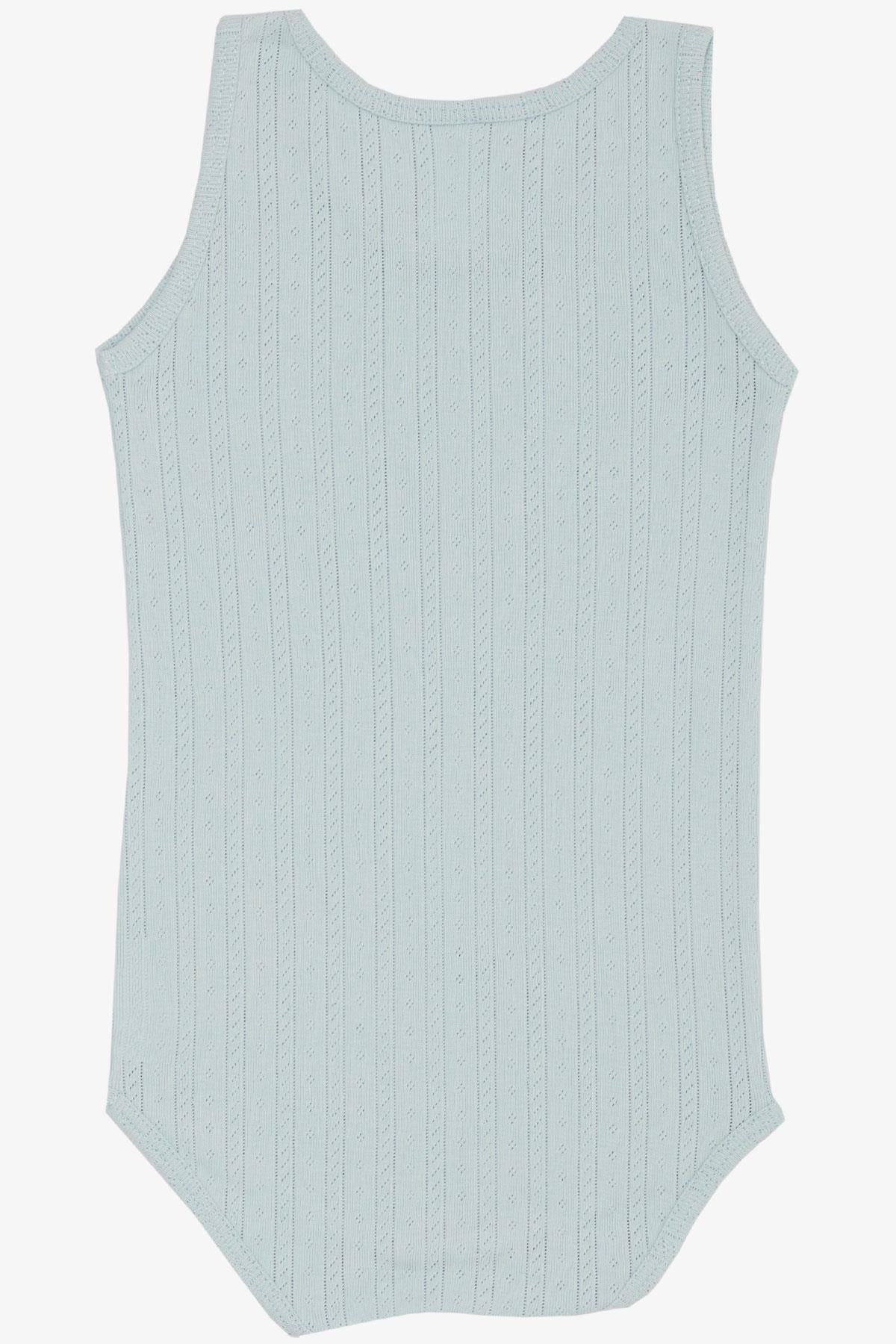 Breeze Erkek Bebek Çıtçıtlı Atlet Zıbın Body Çizgili Jakarlı Açık Mavi (9 Ay-3 Yaş)