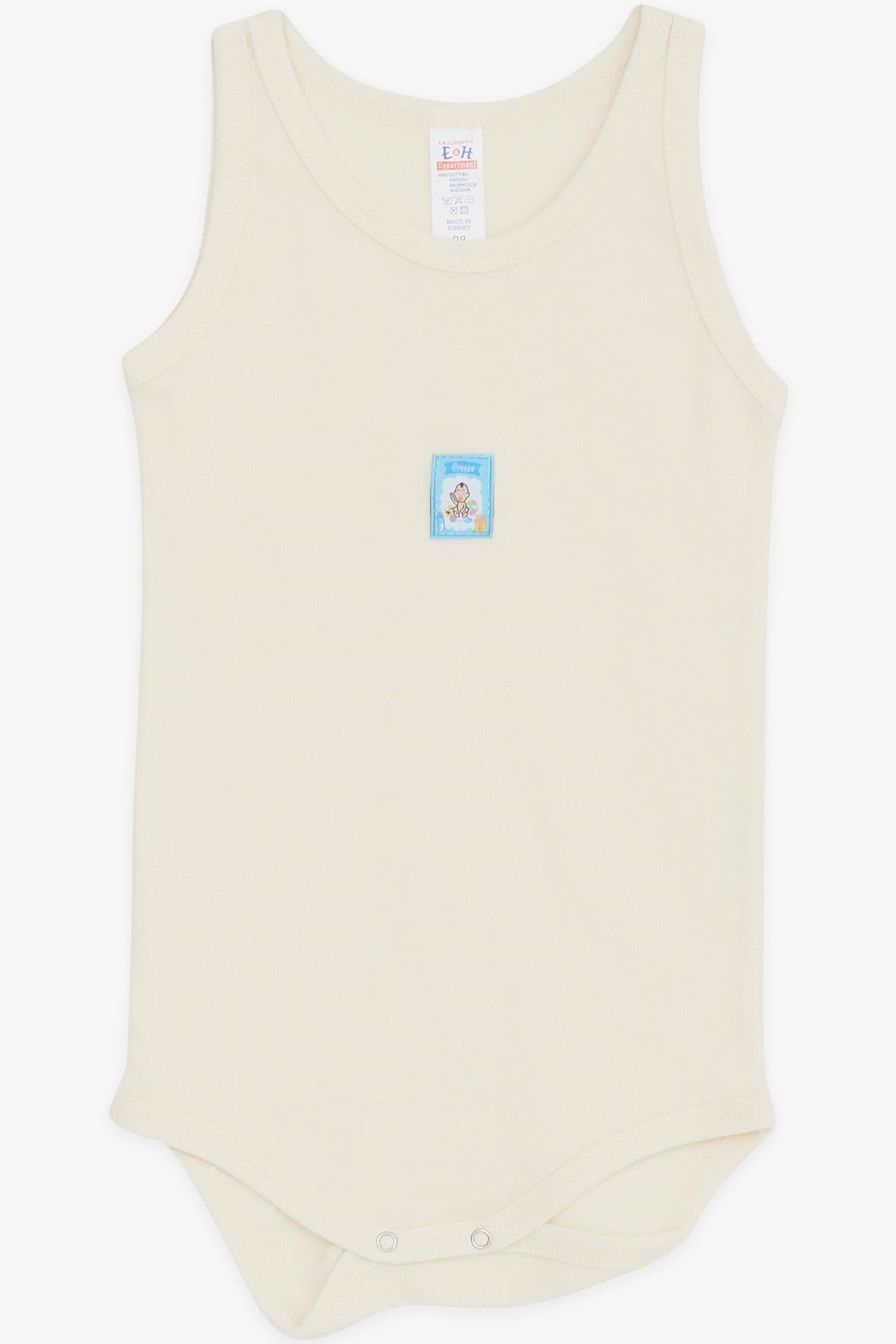 Breeze Erkek Bebek Çıtçıtlı Atlet Zıbın Body Bebek Baskılı Krem (9 Ay-3 Yaş)