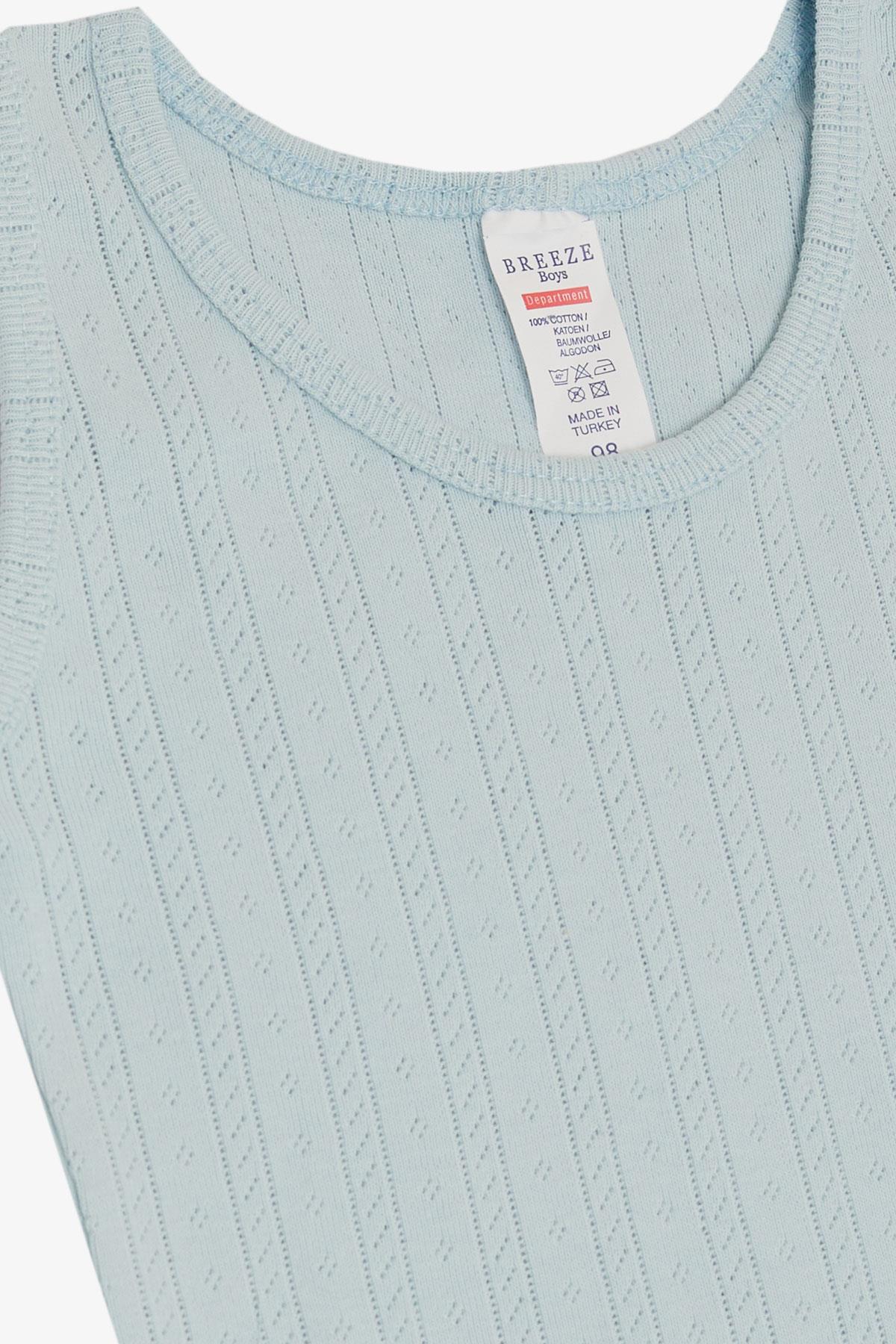 Breeze Erkek Bebek Çıtçıtlı Atlet Zıbın Body Çizgili Jakarlı Açık Mavi (9 Ay-3 Yaş)