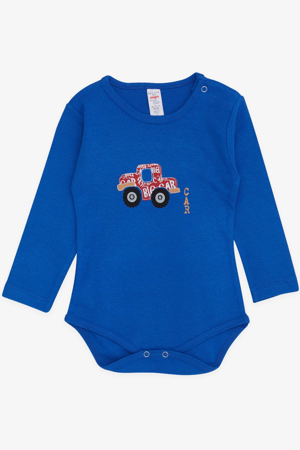 Breeze Erkek Bebek Çıtçıtlı Body Araba Baskılı Saks Mavisi (9 Ay-3 Yaş)
