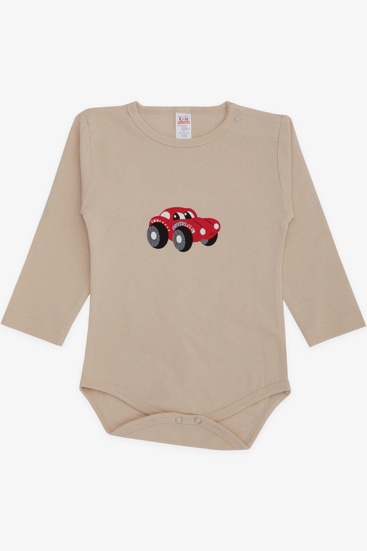 Breeze Erkek Bebek Çıtçıtlı Body Araba Baskılı Bej (9 Ay-3 Yaş)