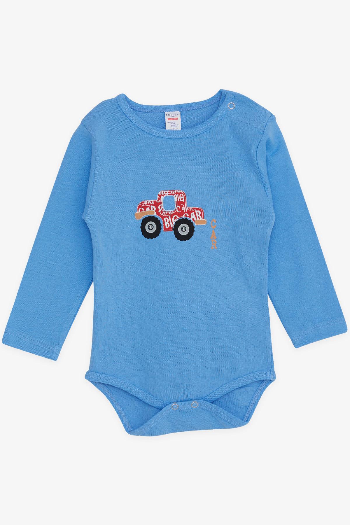 Breeze Erkek Bebek Çıtçıtlı Body Araba Baskılı Mavi (9 Ay-3 Yaş)