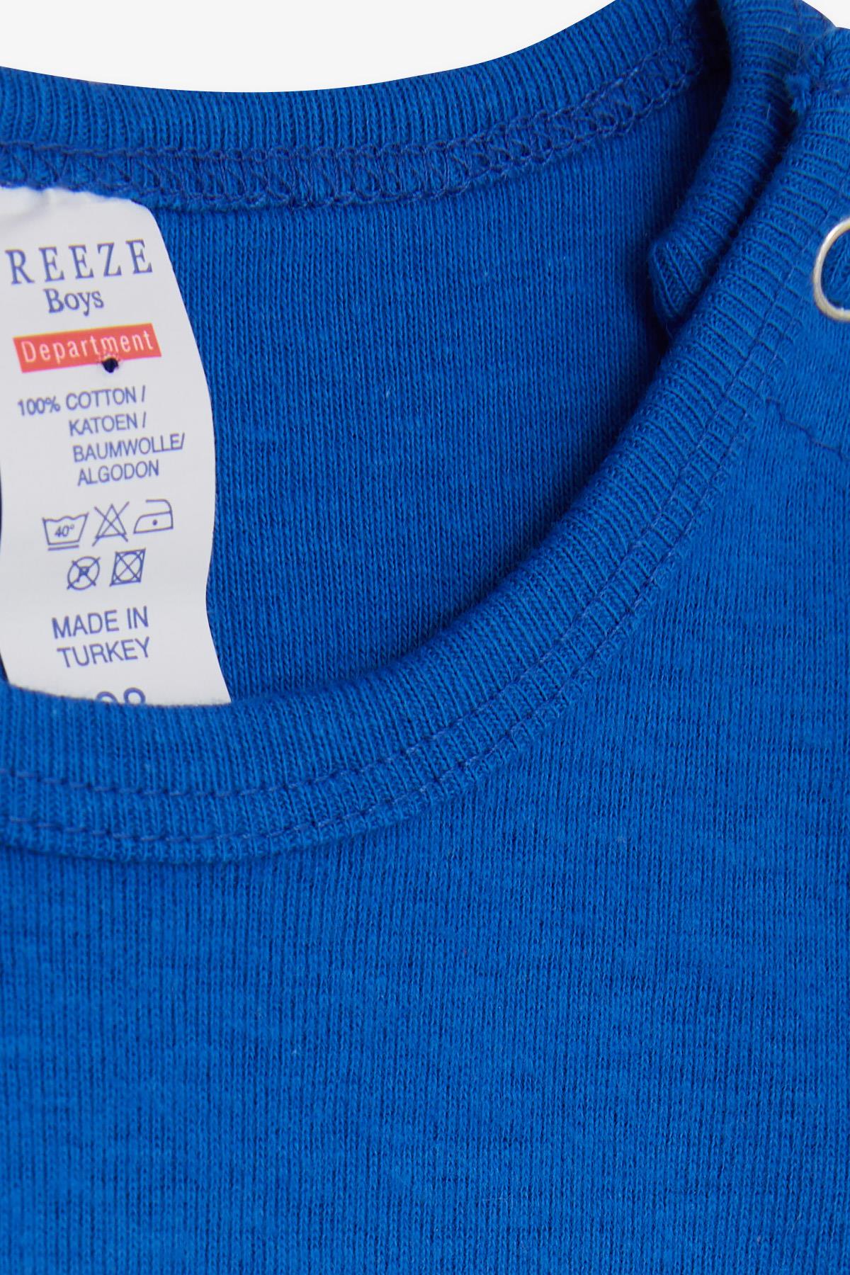 Breeze Erkek Bebek Çıtçıtlı Body Araba Baskılı Saks Mavisi (9 Ay-3 Yaş)