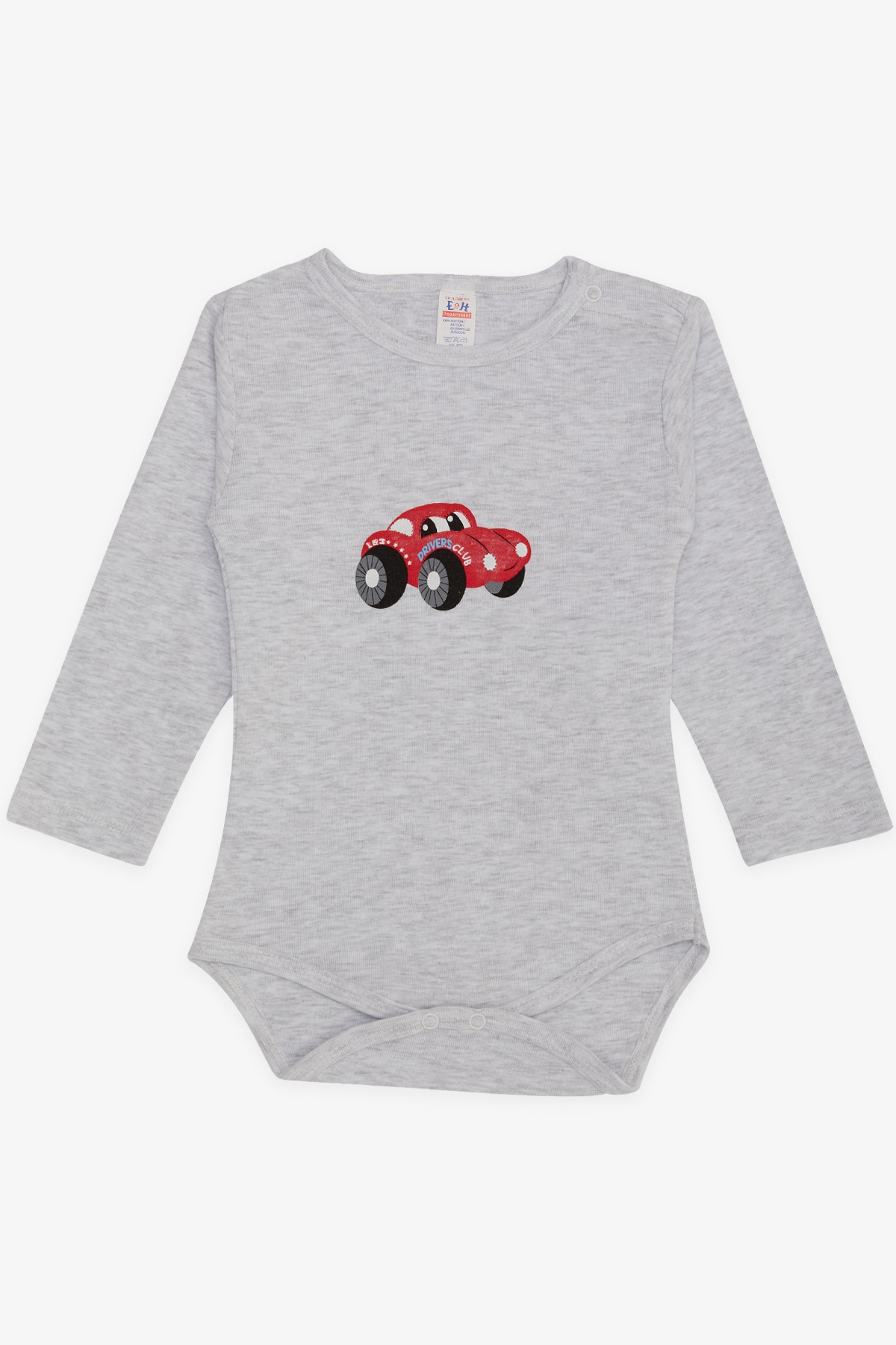 Breeze Erkek Bebek Çıtçıtlı Body Araba Baskılı Açık Gri Melanj (9 Ay-3 Yaş)